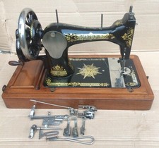 Indian Star Singer 28, 28K Hand Crank Sewing Machine with attachments c1914
