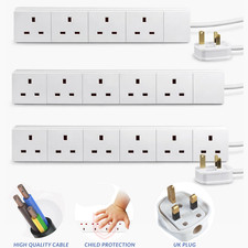 3,4,5,6 Gang Way UK Mains Plug