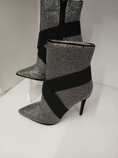 BNWT Ladies FAITH Black/Silver Heeled Ankle Boots UK 5 - CG N18