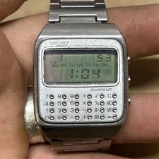 SEIKO  C153-5007 STAINLESS STEEL LCD DIGITAL CALCULATOR WATCH For Resto