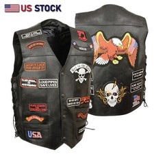 VEST LEATHER Biker Black Real