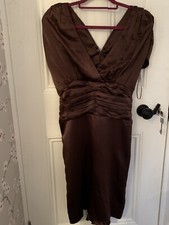 Charas brown satin dress size - brown,
