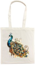 Cotton Tote Bag with Peacock
