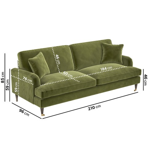 Olive green velvet seater - velvet,