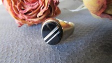 Onyx 9K Gold Signet Ring Sz 9