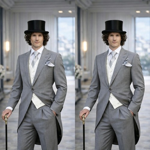 Gray men long tailcoat suits - tailcoat,