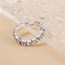 Ladies Diamante Stretch Ring Clear  Crystals Fashion Toe Thumb Finger Rings