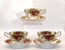 Set of 3 Royal Albert Old Country Roses Avon Shape Cups and  Saucers