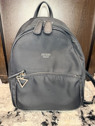 Guess black small backpack zip - black,