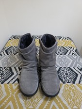 Womens Grey Hotter Pixie Slouch Suede Tassle Ankle Boots size 7.5 EU 41.5