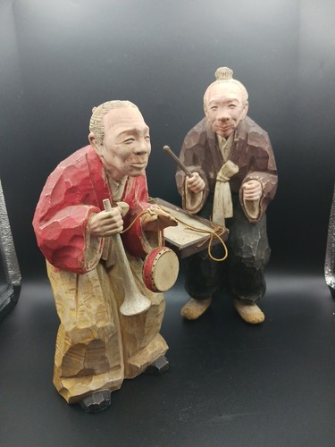Pair wooden hand carved - of,