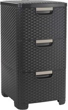 Curver Storage Unit, 3 Drawers Tower, Rattan Brown