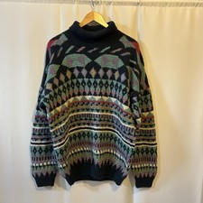 Vintage St Moritz handknit Shetland wool jumper XL fair isle ski sweater