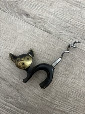 Vintage 1950s Leverets Cat Corkscrew Brass