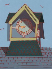 Gill Wilson - 20th Century Silkscreen, Yellow Clock I