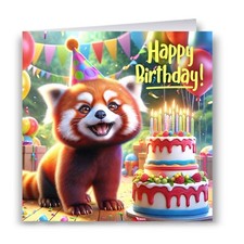 Cute Red Panda Birthday Card
