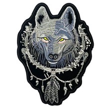 Dream Catcher Wolf Large Patch Embroidered Iron On Applique DIY Motorcycle Vest