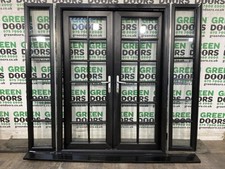BLACK UPVC FRENCH DOORS GEORGIAN BARS HERITAGE EXTERNAL EXTERIOR DOUBLE GLAZED