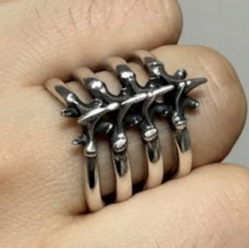 Vertebrae ribs bone skull ring - skull,