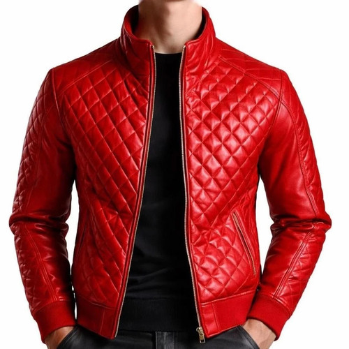 Men red genuine lambskin - men's,