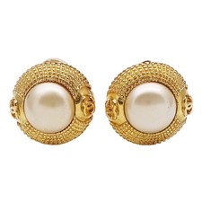 Chanel Earrings For Women Brand Fake Pearl Gold Coco Mark Large