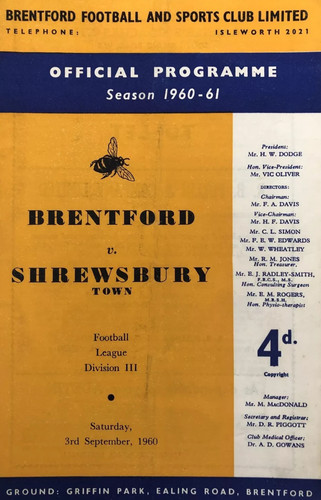 1960 1961 brentford v - ,