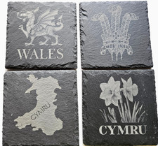 Set Of 4 Wales, Welsh Slate