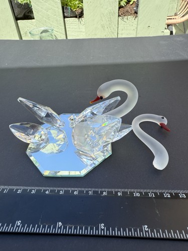Crystal swan pair mirror - crystal,