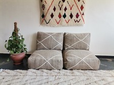 Unstuffed Moroccan Sofa - 2 Seats Cushions + 2  Back Cushions + 4  Stuffing bags