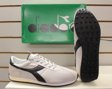 Men's Diadora Sirio White Sand / Black Vintage Fashion Retro Trainers UK 12.5