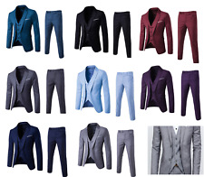 Men's Smart 3 Pieces Suit Blazer Jacket + Tux Vest Waistcoat + Trousers 