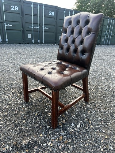 Red brown leather chesterfield - leather,