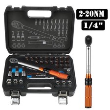 32Pcs Adjustable Torque Wrench 2-20Nm 1/4" Square Drive Socket Hand Ratchet Tool