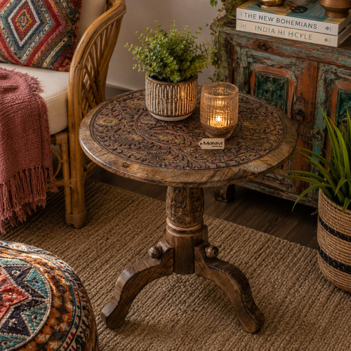Manka round wooden - wooden, pedestal