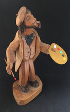 RARE  VINTAGE  FIGURINE WOODEN HAND CARVED MAN "THE ARTIST " 18.5cm TALL