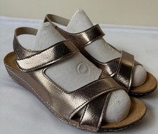 Pavers Ladies Natural Easy Fasten Cross Front Sandals Leather Insole Unworn 39