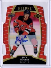 2019-20 Allure Hockey Jack Hughes Red Rainbow Autograph Rookie Card #100 115/249