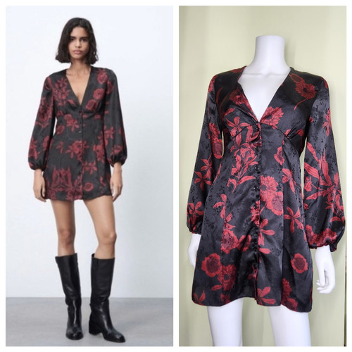 Zara satin jacquard mini - zara, dress