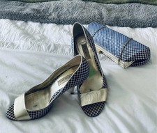 Dune Matching Shoes And Bag, Gold And Blue Size 4