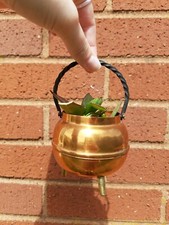 Copper cauldron plant pot