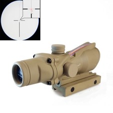 4X32 ACOG Tactical Real Fiber Optic Red Illuminated Riflescope Tan Color