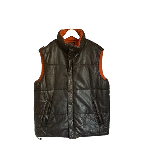 Mens leather puffer gilet vest - mens,