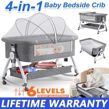Baby Bedside Crib Sleeper Bassinet Height-adjustable Newborn Cot With Mattress