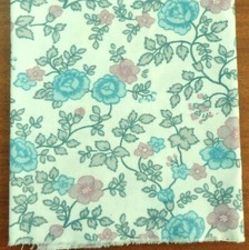 Vintage 80s ditsy blue pink on white cotton fabric sewing remnant FQ 16 x 22 "
