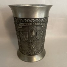 Stunning 20th C “Deutschland” German 95% Pewter Relief Pattern Beaker 10.2cm