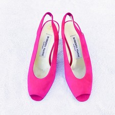 Roberto Vianni Open Toe Suede Slingback Shoes:  Fuchsia Pink Size 37.5 EU