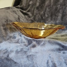 Sowerby Vintage Art Deco Amber Glass Bowl Sunburst/Sunray