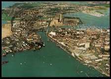Poole Quay And Holes Bay Power Station Chimneys Dorset Aerial View Postcard
