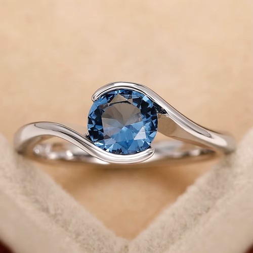 Silver ring blue stone - ring,