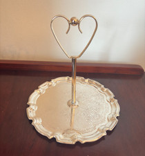 Vintage Silver-Plated Cake Stand Single Tier Heart Handle – Queen Anne Style